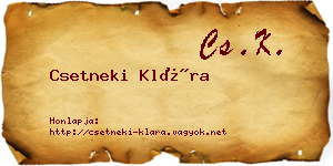 Csetneki Klára névjegykártya